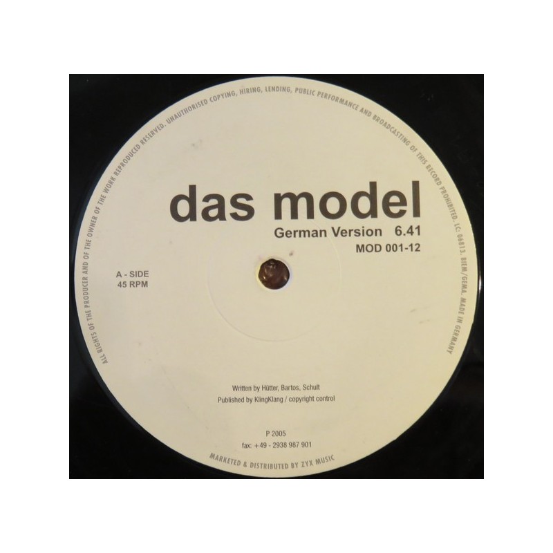 Wunderkind ‎– Das Model|Dance Street ‎– MOD 001-12-Maxi-Single