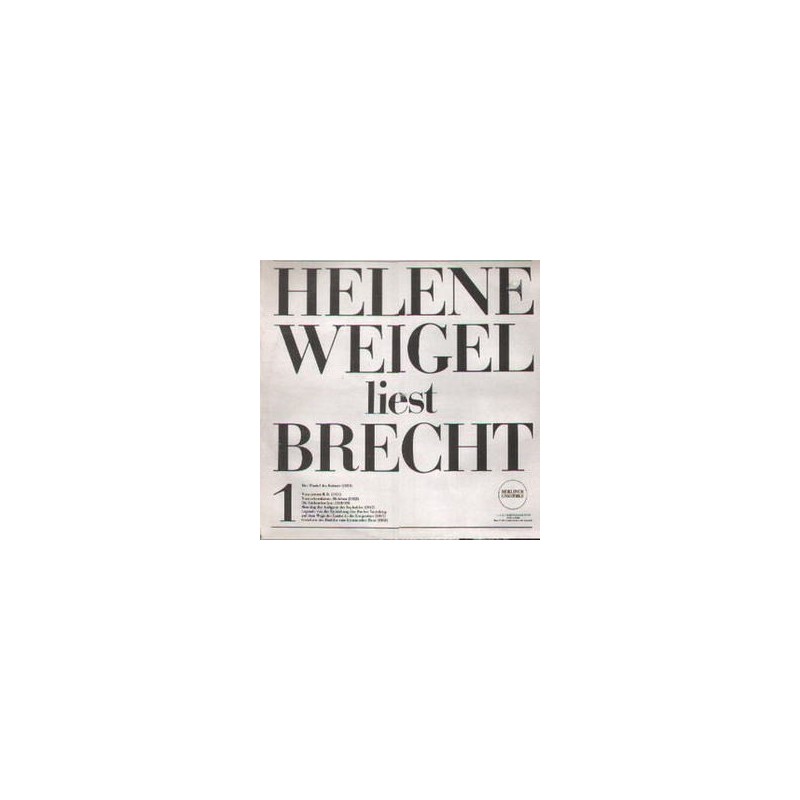Weigel Helene/ Bertolt Brecht ‎– Helene Weigel Liest Brecht |1971     LITERA ‎– 8 60 047