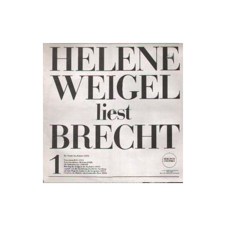 Weigel Helene/ Bertolt Brecht ‎– Helene Weigel Liest Brecht |1971     LITERA ‎– 8 60 047