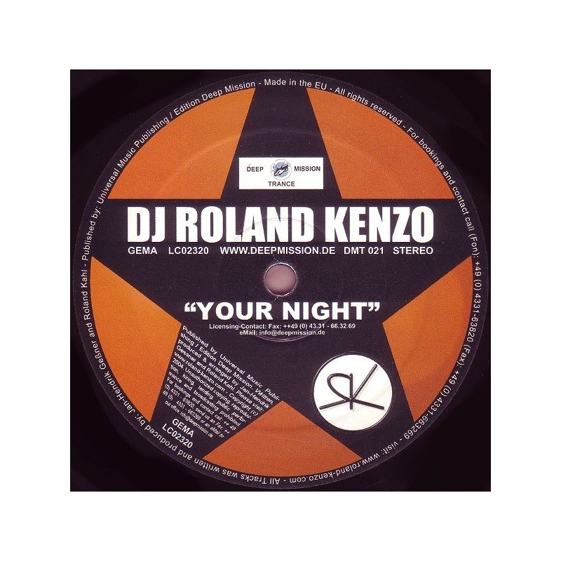 DJ Roland Kenzo ‎– Your Night / Alphaflight |2004     DMT 021 -Maxi-Single