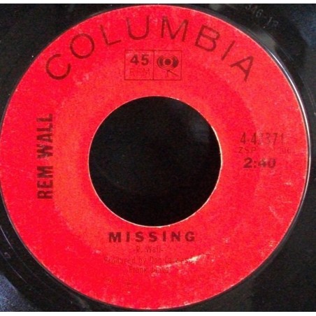 Rem Wall ‎– Missing|Columbia ‎– 4-43371-Single-Promo-white Label