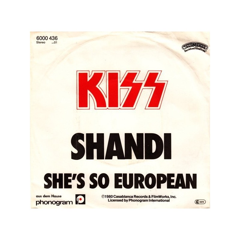 Kiss ‎– Shandi|1980    Casablanca ‎– 6000 436-Single