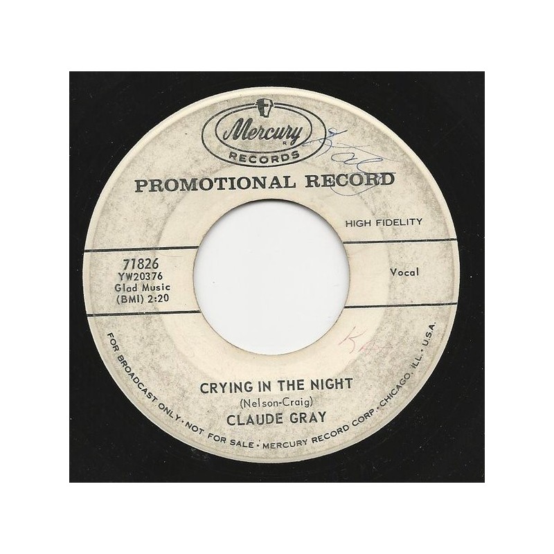 Gray Claude – My Ears Should Burn|1958     Mercury ‎– 71826-Promo-Single