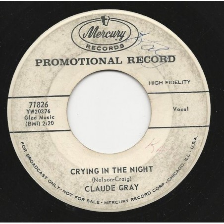 Gray Claude – My Ears Should Burn|1958     Mercury ‎– 71826-Promo-Single