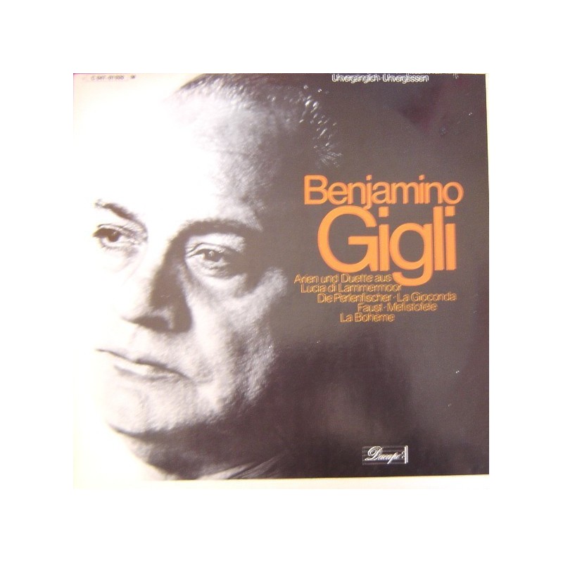 Gigli Benjamino – Arien und Duette aus Lucia Di Lammermoor - Die Perlenfischer - La Gioconda ....|Dacapo– 1 C 047-01 920 Gigli Benjamino – Arien und Duette aus Lucia Di Lammermoor - Die Perlenfischer - La Gioconda ....|Dacapo– 1 C 047-01 920
