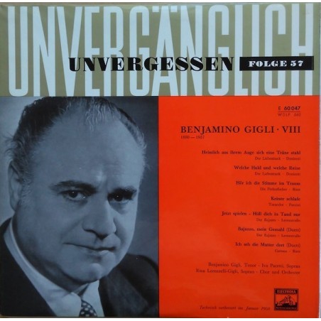 Gigli Benjamino  ‎– Benjamino Gigli - VIII |1958    Electrola ‎– E 60 047– WDLP 560