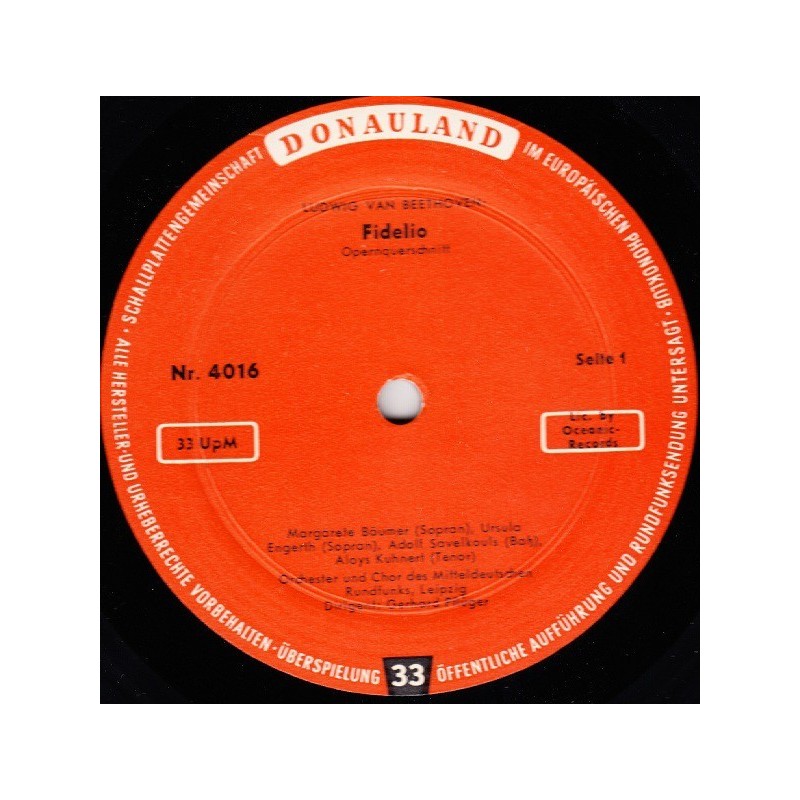 Beethoven Ludwig van  ‎– Fidelio (Opernquerschnitt)|Donauland ‎– 4016