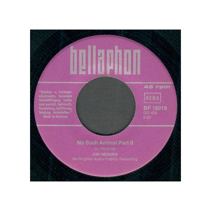 Hendrix Jimi ‎– No Such Animal Part 1 - Part 2|Bellaphon ‎– BF 18019-Single
