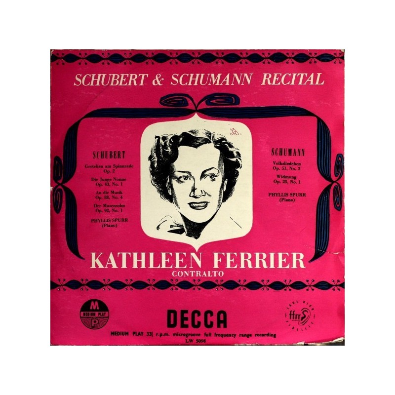 Ferrier ‎Kathleen – Schubert & Schumann Recital|Decca ‎– LW 5098-10"-Vinyl