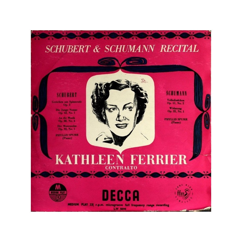 Ferrier Kathleen – Schubert & Schumann Recital|Decca – LW 5098-10"-Vinyl Ferrier Kathleen – Schubert & Schumann Recital|Decca – LW 5098-10"-Vinyl