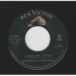 Davis Skeeter  & Bobby Bare ‎– A Dear John Letter / Too Used To Being With You|1965     	RCA Victor	47-8496-Single