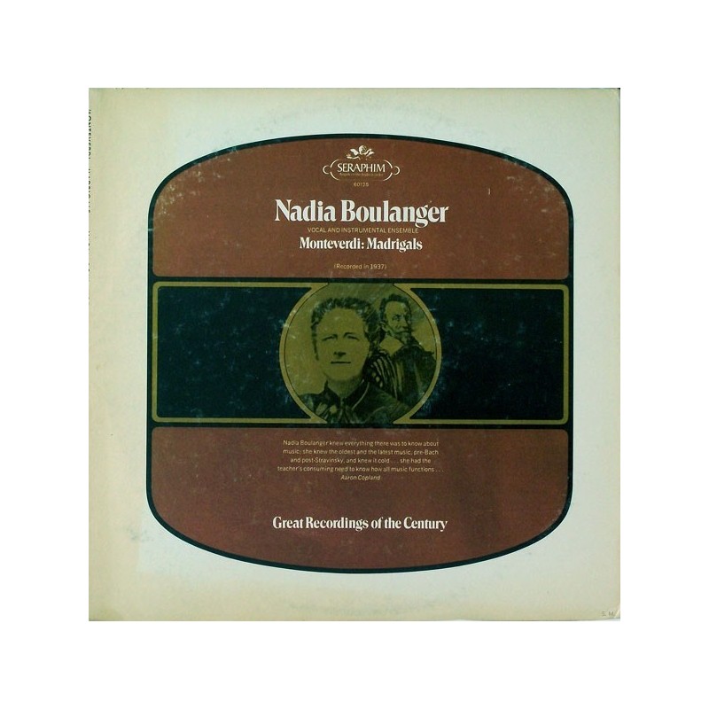 Boulanger Nadia ‎– Monteverdi: Madrigals|1970     Seraphim ‎– 60125