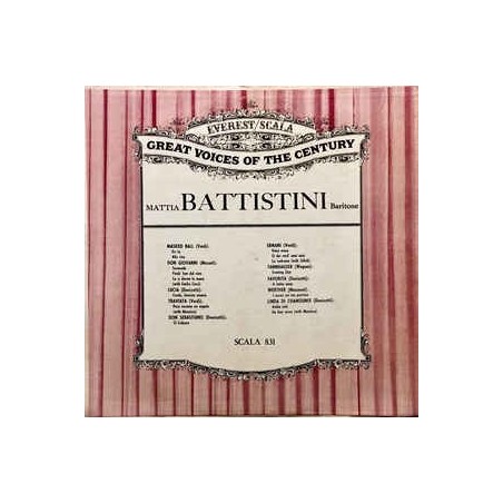Battistini Mattia ‎– Great Voices Of The Century - Mattia Battistini Baritone|SCALA 831