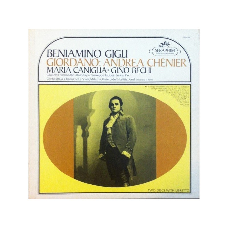 Giordano‎ Umberto– Andrea Chénier-Beniamino Gigli - Giuseppe Taddei - Oliviero De Fabritiis |Seraphim ‎– IB-6019