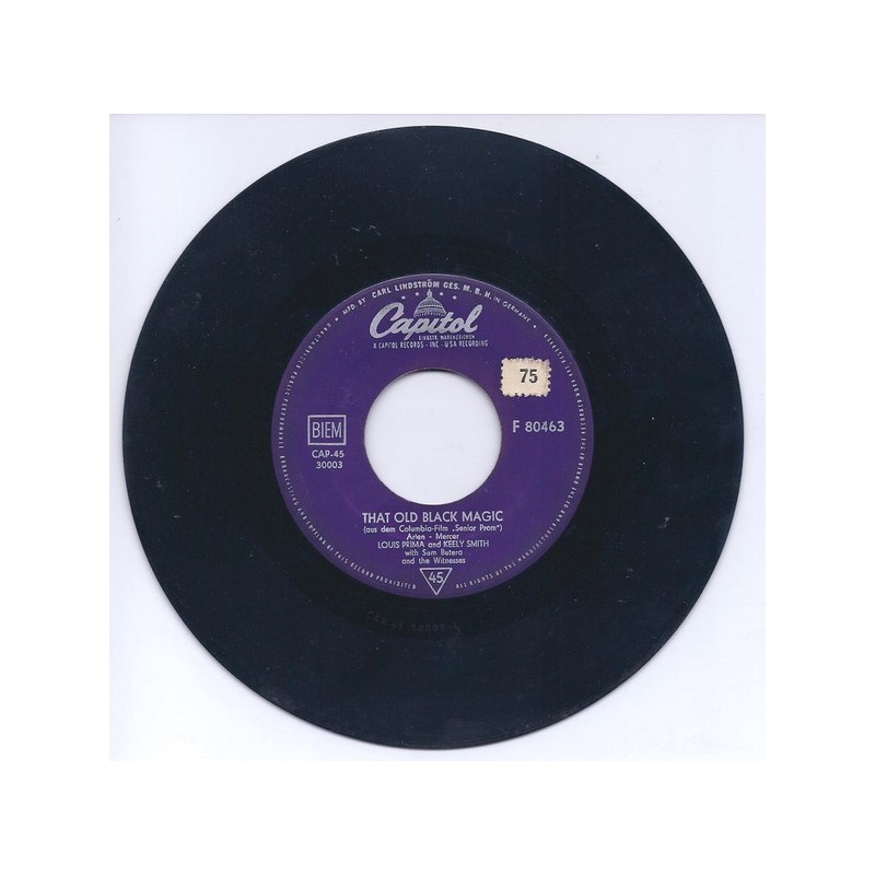 Prima Louis and Keely Smith Sam Butera ‎– That Old Black Magic / Too Marvelous For Words|Capitol Records ‎– F 80463-Single