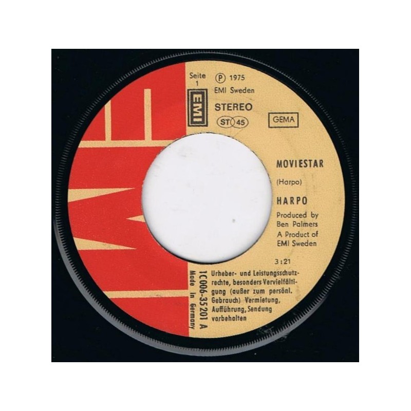 Harpo ‎– Moviestar|1975     EMI ‎– 1C 006-35 201-Single