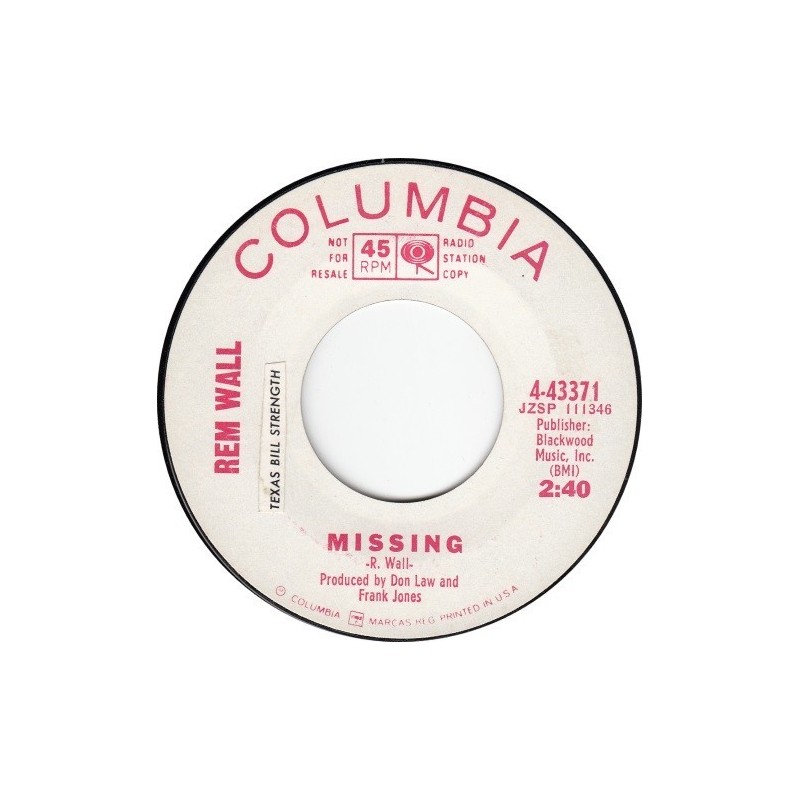 Wall ‎Rem – Missing|Columbia ‎– 4-43371-Promo-Single