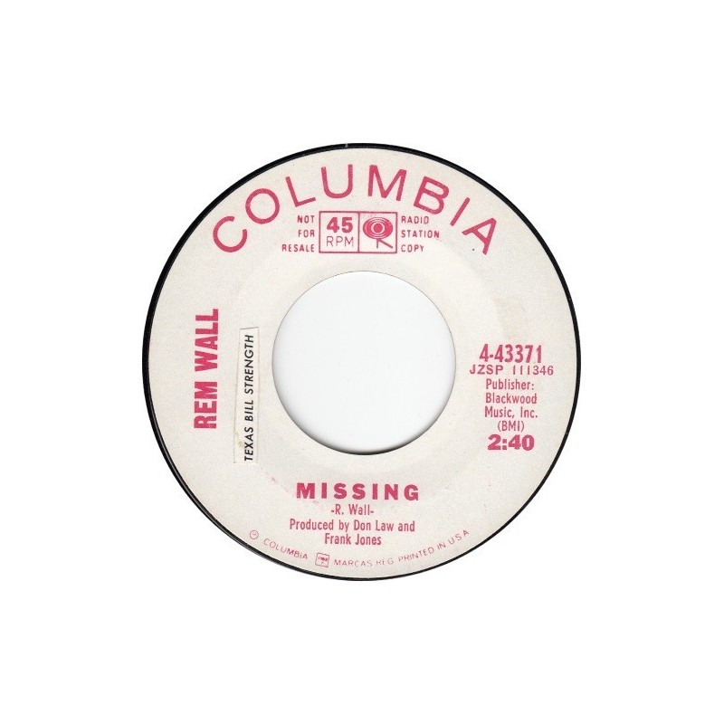 Wall Rem – Missing|Columbia – 4-43371-Promo-Single Wall Rem – Missing|Columbia – 4-43371-Promo-Single