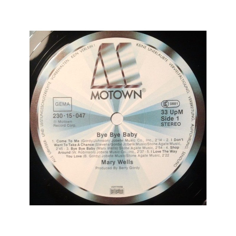 Wells Mary ‎– Bye Bye Baby|Bellaphon ‎– 230.15.047