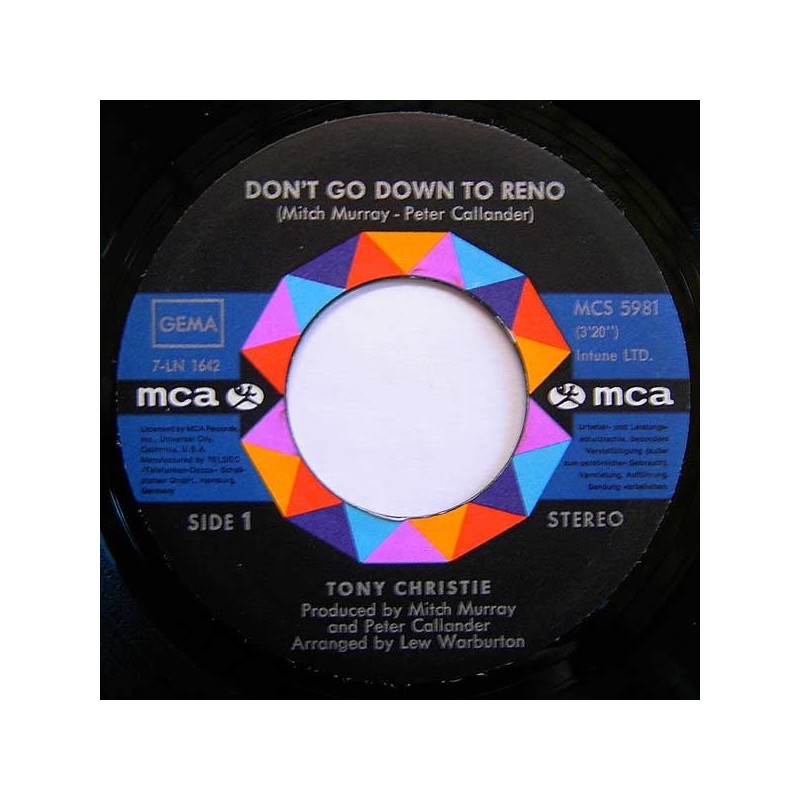 Christie Tony ‎– Don't Go Down To Reno|1972    MCA Records ‎– MCS 5981-Single