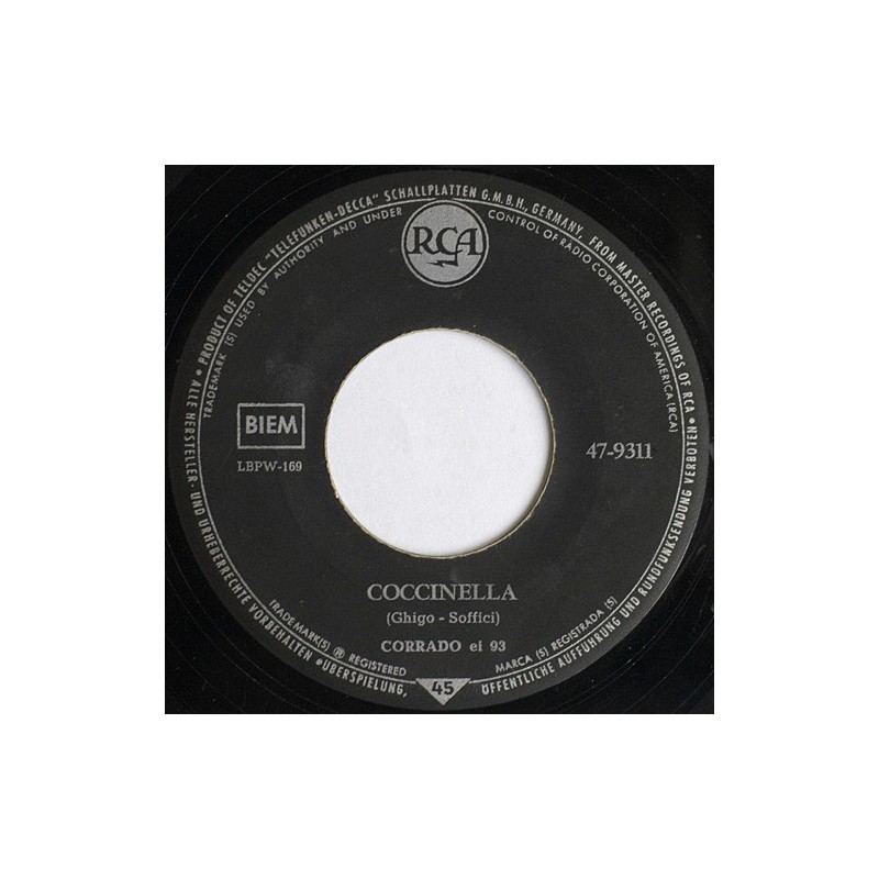 Corrado Ei 93 ‎– Coccinella / Pinocchio (Lettera A)|1960      RCA ‎– 47-9311-Single