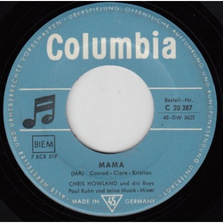 Howland Chris und die Boys ‎– Mama|1959     Columbia ‎– C 20 387-Single