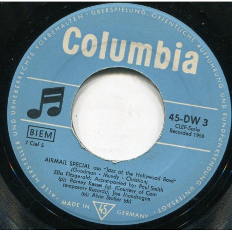 Fitzgerald ‎Ella – Airmail Special / I Can't Give You Anything But Love|1956     Columbia ‎– 45-DW 3-Single