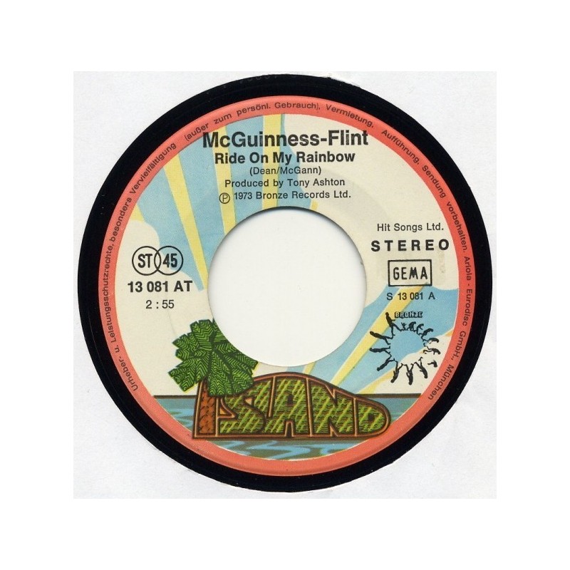 McGuinness-Flint ‎– Ride On My Rainbow|1973    Bronze ‎– 13 081 AT-Single