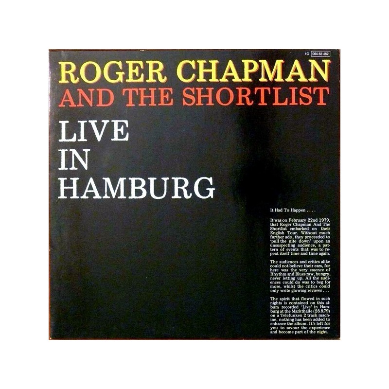 Chapman Roger  and The Shortlist ‎– Live In Hamburg|1979     EMI Electrola ‎– 1C 064-63 482