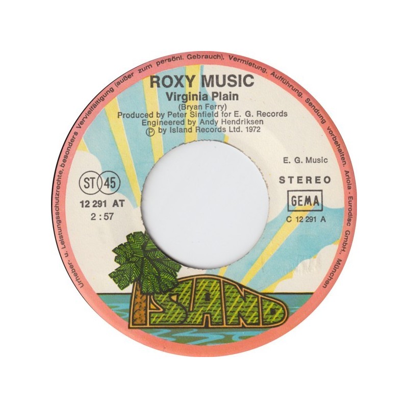 Roxy Music ‎– Virginia Plain / The Numberer|1972    Island Records ‎– 12 291 AT-Single