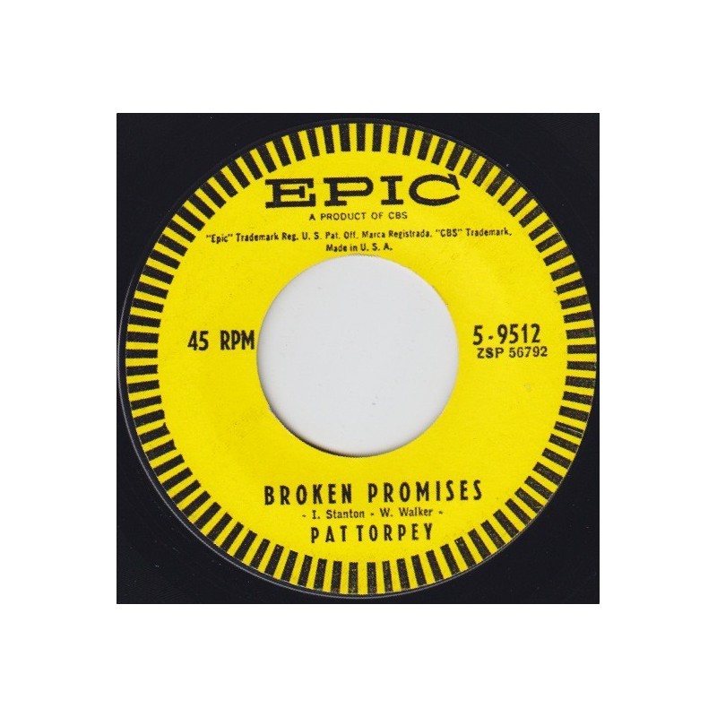 Torpey ‎Pat – Broken Promises/Don't Turn The Corner|1962     Epic ‎– 5-9512-Single