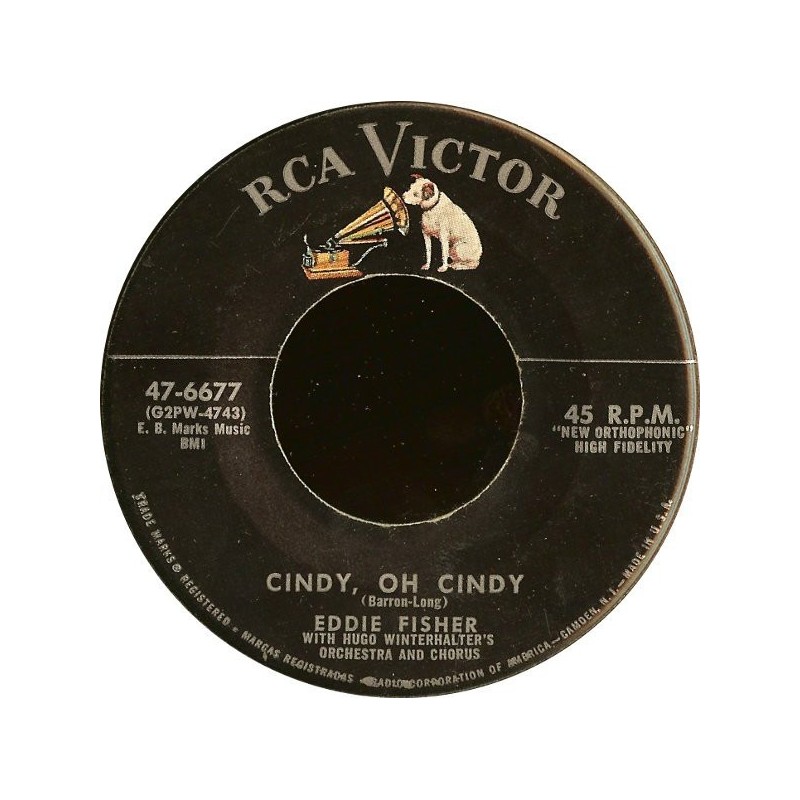 Fisher Eddie ‎– Cindy, Oh Cindy / Around The World|1956  RCA Victor ‎– 47-6677-Single
