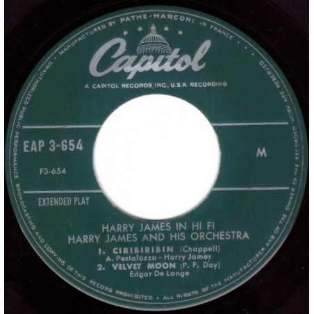 James Harry and his Orchestra ‎– Harry James In Hi-Fi|Capitol Records ‎– EAP 3-654-Single