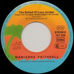 Faithfull Marianne ‎– The Ballad Of Lucy Jordan|1979    Island Records 101 038-Single