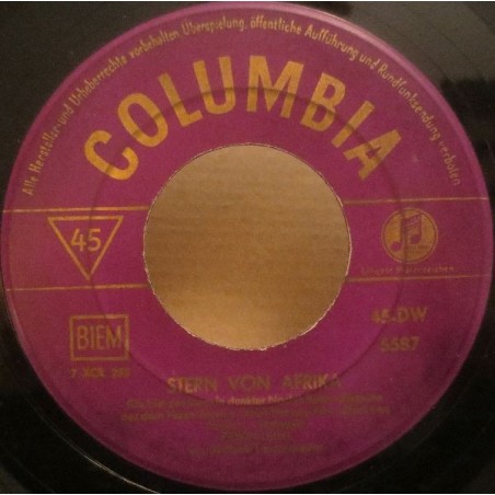 Lehn Erwin und sein Südfunk Tanzorchester – Stern von Afrika / Thema In Moll|1957     Columbia ‎– 45-DW 5587-Single