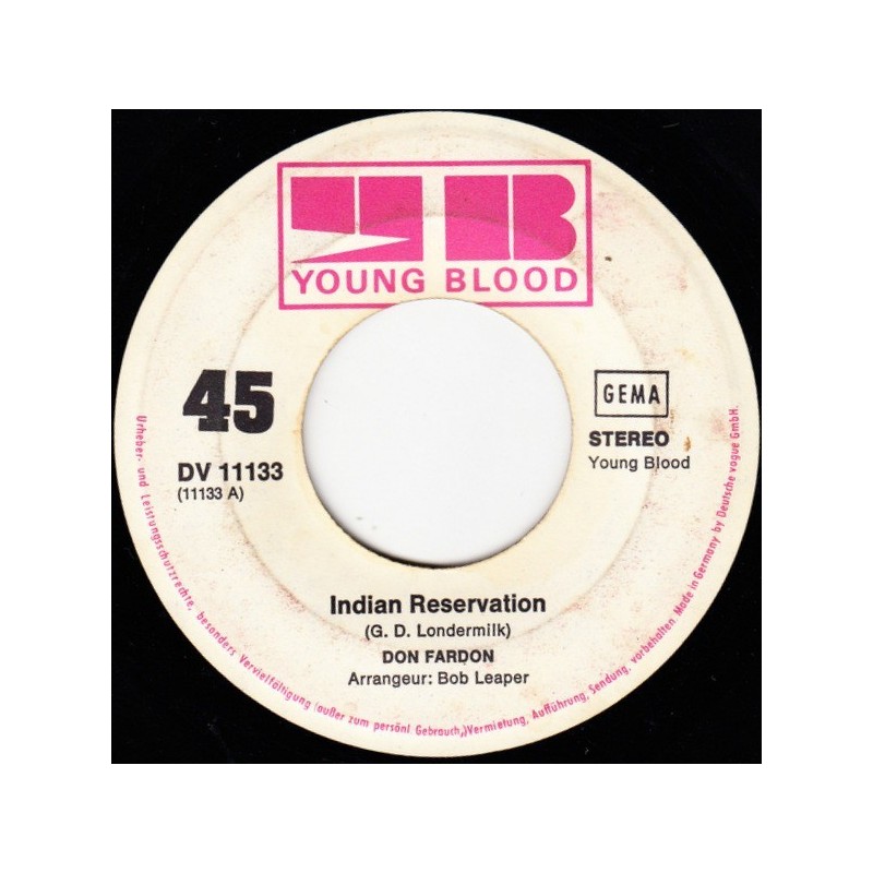 Fardon ‎Don – Indian Reservation|1970      Young Blood ‎– DV 11133-Single