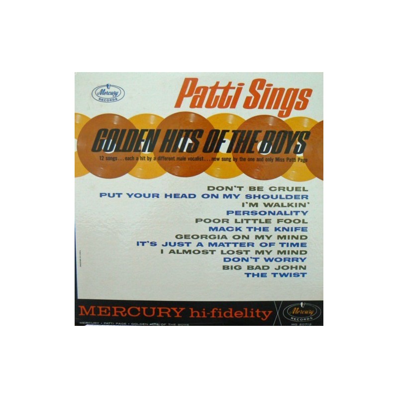 Page ‎Patti – Patti Sings Golden Hits Of The Boys|1962    Mercury ‎– MG 20712