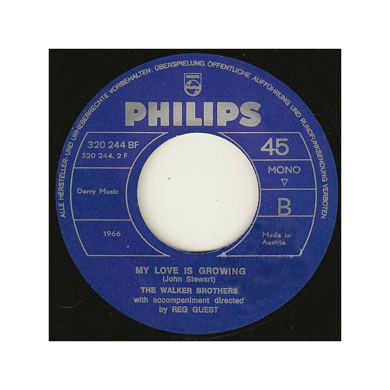 Walker Brothers ‎The – (Baby) You Don't Have To Tell Me / My Love Is Growing|1962    Philips ‎– 320 244 BF-Single