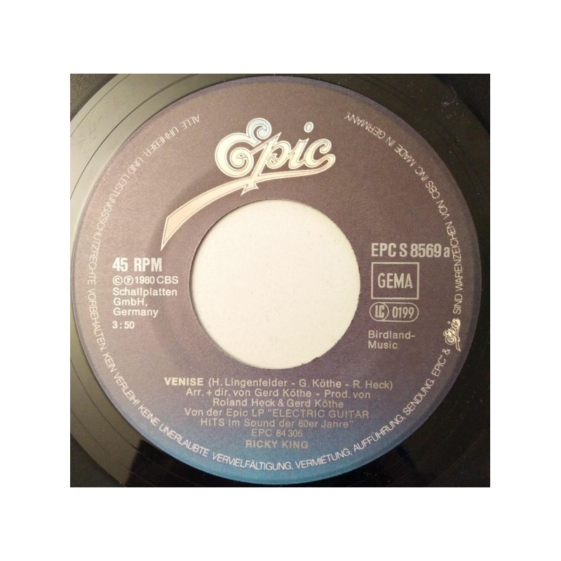King ‎Ricky – Venise|1980    Epic ‎– EPC S 8569-Single