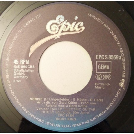King ‎Ricky – Venise|1980    Epic ‎– EPC S 8569-Single