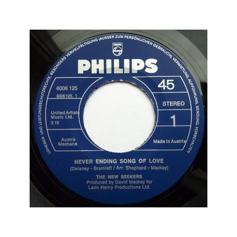 New Seekers ‎The – Never Ending Song Of Love / Cincinnati|1971     Philips ‎– 6006 125-Single