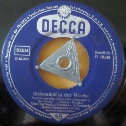 Torriani Vico  Die Sunnies und die Coronels ‎– Siebenmal In Der Woche / Muchacha|1957     Decca ‎– D 18 540-Single