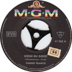 Francis ‎Connie – Wenn Du Gehst / Gondola D'Amore|1962     MGM Records ‎– 61 065-Single