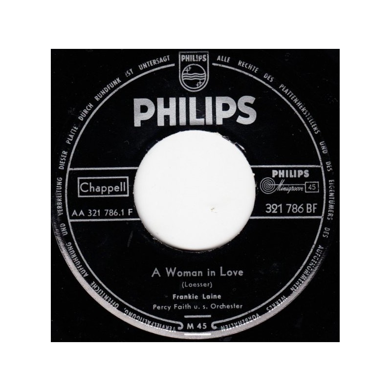 Laine Frankie ‎– A Woman In Love / Walking The Night Away|1956     Philips ‎– 321 786 BF-Single
