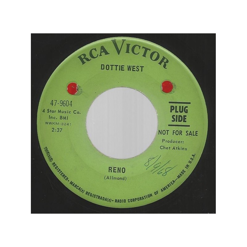 West ‎Dottie – Reno|1968    RCA Victor ‎– 47-9604-Promo-Single