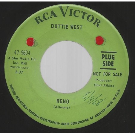 West ‎Dottie – Reno|1968    RCA Victor ‎– 47-9604-Promo-Single