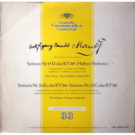 Mozart Wolfgang Amadeus-Ferenc Fricsay – Sinfonie Nr.35 D-Dur KV 385 (Haffner-Sinfonie)..|1961   DG –18 066 LPM
