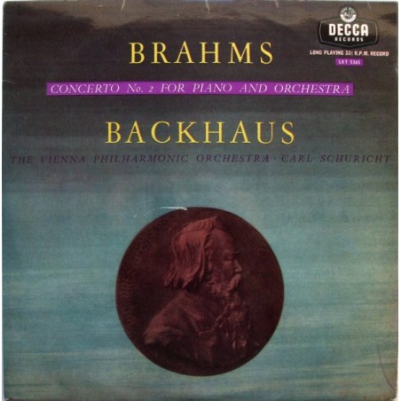 Brahms - Backhaus - Carl Schuricht ‎– Concerto No 2 for Piano and Orchestra|Decca ‎– LXT 5365