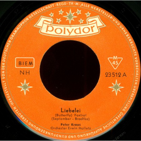 Kraus Peter ‎– Liebelei / Laß Mich Bitte Nie Allein|1957    Polydor ‎– 23 512-Single