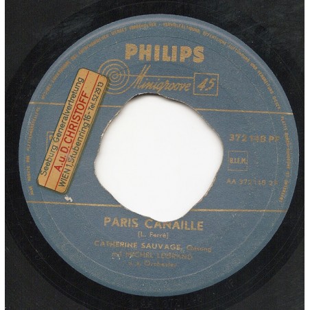 Sauvage ‎Catherine – Paris Canaille / La Fille De Londres|1959   Philips ‎– 372 148 PF-Single